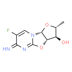6H-Furo[2,3:4,5]oxazolo[3,2-a]pyrimidin-3-ol,7-fluoro-2,3,3a,9a-tetrahydro-6-imino-2-methyl-,[2R-(2alpha,3bta,3abta,9abta)]-(9CI)结构式