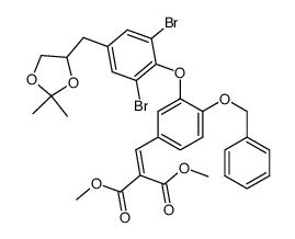 dimethyl 2-(4-(benzyloxy)-3-(2,6-dibromo-4-((2,2-dimethyl-1,3-dioxolan-4-yl)methyl)phenoxy)benzylidene)malonate结构式