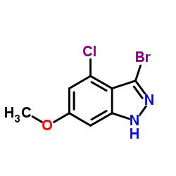 3-Bromo-4-chloro-6-methoxy-1H-indazole结构式