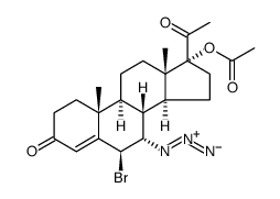 Pregn-4-ene-3,20-dione, 17-(acetyloxy)-7-azido-6-bromo-, (6β,7α)结构式