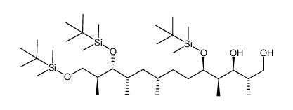 5,11,13-tris-(tert-butyl-dimethyl-silanyloxy)-2,4,8,10,12-pentamethyl-tridecane-1,3-diol结构式
