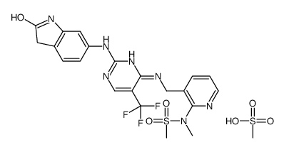 N-Methyl-N-{3-[({2-[(2-oxo-2,3-dihydro-1H-indol-6-yl)amino]-5-(tr ifluoromethyl)-4-pyrimidinyl}amino)methyl]-2-pyridinyl}methanesul fonamide methanesulfonate (1:1) Structure