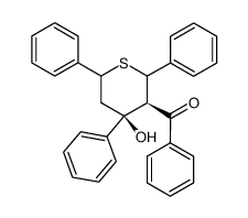 ((3R,4S)-4-Hydroxy-2,4,6-triphenyl-tetrahydro-thiopyran-3-yl)-phenyl-methanone结构式