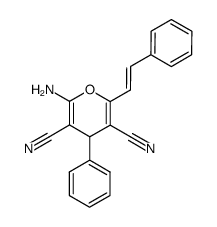 2-Amino-4-phenyl-6-((E)-styryl)-4H-pyran-3,5-dicarbonitrile结构式