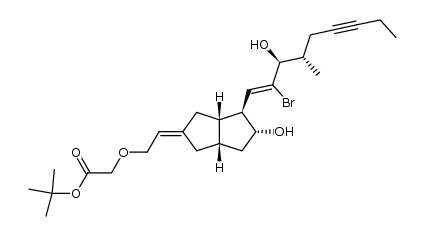 (1S,5S,6S,7R)-6-(2-bromo-3(S)--hydroxy-4(S)-methyl-1-nonen-6-ynyl)-7-hydroxy-(E)-3-[(4-tert-butoxycarbonyl)-3-oxabutylidene]bicyclo[3.3.0]octane结构式