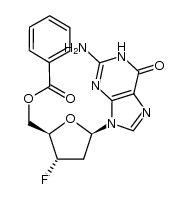 5'-O-benzoyl-3'-fluoro-2',3'-dideoxyguanosine结构式