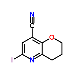 6-Iodo-3,4-dihydro-2H-pyrano[3,2-b]pyridine-8-carbonitrile结构式
