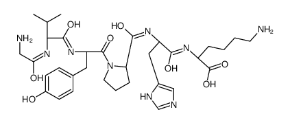 (2S)-6-amino-2-[[(2S)-2-[[(2S)-1-[(2S)-2-[[(2S)-2-[(2-aminoacetyl)amino]-3-methylbutanoyl]amino]-3-(4-hydroxyphenyl)propanoyl]pyrrolidine-2-carbonyl]amino]-3-(1H-imidazol-5-yl)propanoyl]amino]hexanoic acid Structure