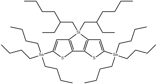 4H-Silolo[3,2-b:4,5-b']dithiophene, 4,4-bis(2-ethylhexyl)-2,6-bis(tributylstannyl)-结构式