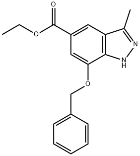 Ethyl 3-methyl-7-(phenylmethoxy)-1H-indazole-5-carboxylate结构式