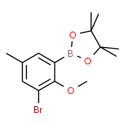 2-(3-Bromo-2-methoxy-5-methylphenyl)-4,4,5,5-tetramethyl-1,3,2-dioxaborolane结构式