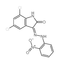 Indole-2,3-dione, 5,7-dichloro-, 3-[(o-nitrophenyl) hydrazone] structure