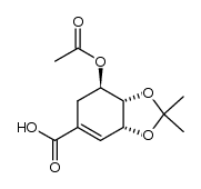 (3R,4S,5R)-5-acetoxy-3,4-(isopropylidenedioxy)cyclohex-1-enecarboxylic acid结构式