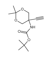 5-ethynyl-2,2-dimethyl-[1,3]dioxan-(N-tert-butyloxycarbonyl)-5-ylamine结构式