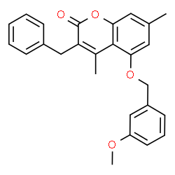 3-benzyl-5-[(3-methoxyphenyl)methoxy]-4,7-dimethylchromen-2-one结构式