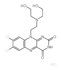 Benzo[g]pteridine-2,4(3H,10H)-dione, 10-[2-[bis(2-hydroxyethyl)amino]ethyl]-7,8-dichloro-, monohydrochloride Structure