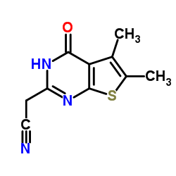 (5,6-DIMETHYL-4-OXO-3,4-DIHYDRO-THIENO[2,3-D]PYRIMIDIN-2-YL)-ACETONITRILE结构式