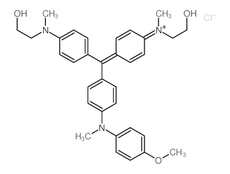 2-hydroxyethyl-[4-[[4-(2-hydroxyethyl-methyl-amino)phenyl]-[4-[(4-methoxyphenyl)-methyl-amino]phenyl]methylidene]-1-cyclohexa-2,5-dienylidene]-methyl-azanium结构式