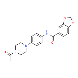 N-[4-(4-acetylpiperazin-1-yl)phenyl]-1,3-benzodioxole-5-carboxamide structure