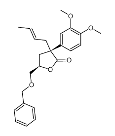 (3S,5R)-5-((benzyloxy)methyl)-3-((E)-but-2-en-1-yl)-3-(3,4-dimethoxyphenyl)dihydrofuran-2(3H)-one结构式