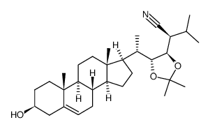 (22R,23R,24S)-24-cyanocholest-5-ene-3β,22,23-triol 22,23-acetonide结构式