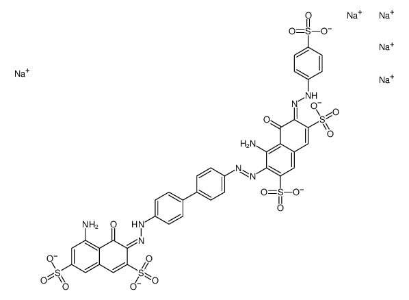 pentasodium,(6Z)-4-amino-3-[[4-[4-[(2E)-2-(8-amino-1-oxo-3,6-disulfonatonaphthalen-2-ylidene)hydrazinyl]phenyl]phenyl]diazenyl]-5-oxo-6-[(4-sulfonatophenyl)hydrazinylidene]naphthalene-2,7-disulfonate Structure