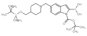 [5-[[4-[[tert-butyl(dimethyl)silyl]oxymethyl]piperidin-1-yl]methyl]-1-[(2-methylpropan-2-yl)oxycarbonyl]indol-2-yl]boronic acid Structure