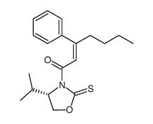 (S)-N-[3-phenyl-2-(Z)-heptenoyl]-4-isopropyl-1,3-oxazolidine-2-thione结构式