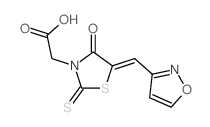 3-Thiazolidineaceticacid, 5-(3-isoxazolylmethylene)-4-oxo-2-thioxo- Structure
