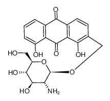 1,8-dihydroxy-2-<(2-deoxy-2-amino-β-D-glucosyloxy)methyl>-9,10-dihydro-9,10-anthracenedione结构式