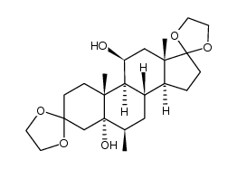 3,3,17,17-bis-ethanediyldioxy-6β-methyl-5α-androstane-5,11β-diol结构式