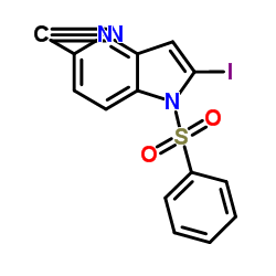 2-Iodo-1-(phenylsulfonyl)-1H-pyrrolo[3,2-b]pyridine-5-carbonitrile picture