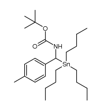 N-(tert-butoxycarbonyl)-α-(tributylstannyl)-4-methylbenzylamine结构式