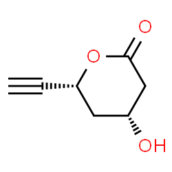 2H-Pyran-2-one, 6-ethynyltetrahydro-4-hydroxy-, (4R-cis)- (9CI) Structure