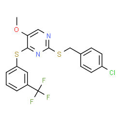 2-[(4-CHLOROBENZYL)SULFANYL]-4-([3-(TRIFLUOROMETHYL)PHENYL]SULFANYL)-5-PYRIMIDINYL METHYL ETHER structure