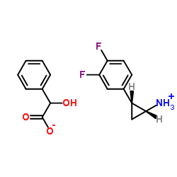 (1R,2S)-2-(3,4-Difluorophenyl)cyclopropanaminium (2R)-hydroxy(phenyl)ethanoate structure