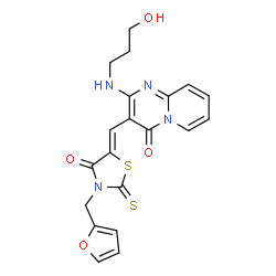 3-{[3-(2-furylmethyl)-4-oxo-2-thioxo-1,3-thiazolidin-5-ylidene]methyl}-2-[(3-hydroxypropyl)amino]-4H-pyrido[1,2-a]pyrimidin-4-one结构式