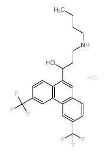9-Phenanthrenemethanol,a-[2-(butylamino)ethyl]-3,6-bis(trifluoromethyl)-,hydrochloride (1:1) structure