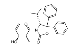 (R)-3-[(2R,3R)-3-hydroxy-2,4-dimethylpent-4-enoyl]-4-isopropyl-5,5-diphenyloxazolidin-2-one结构式