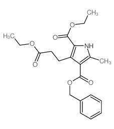 1H-Pyrrole-2,4-dicarboxylicacid, 3-(3-ethoxy-3-oxopropyl)-5-methyl-, 2-ethyl 4-(phenylmethyl) ester结构式