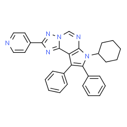 7-cyclohexyl-8,9-diphenyl-2-pyridin-4-yl-7H-pyrrolo[3,2-e][1,2,4]triazolo[1,5-c]pyrimidine结构式