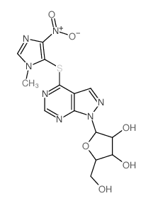 1H-Pyrazolo[3,4-d]pyrimidine,4-[(1-methyl-4-nitro-1H-imidazol-5-yl)thio]-1-b-D-ribofuranosyl- structure