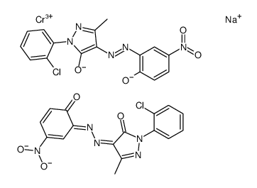 Chromate(1-), bis[2-(2-chlorophenyl)-2, 4-dihydro-4-[(2-hydroxy-5-nitrophenyl)azo]-5-methyl-3H-pyrazol-3-onato(2-)]-, sodium Structure