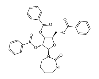 1-(2,3,5-tri-O-benzoyl-β-D-ribofuranosyl)tetrahydro-2H-1,3-diazepine-2-one结构式