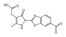 5-Hydroxy-3-methyl-1-(6-nitro-2-benzothiazolyl)-1H-pyrazole-4-acetic a cid结构式
