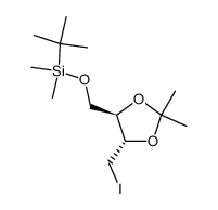 ((4S,5R)-5-(((tert-butyl-dimethyl)silyl-oxy)-methyl)-2,2-dimethyl 1,3-dioxolan-4-yl) methanyl iodide结构式