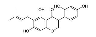 3-(2,4-dihydroxyphenyl)-5,7-dihydroxy-6-(3-methylbut-2-enyl)-2,3-dihydrochromen-4-one结构式