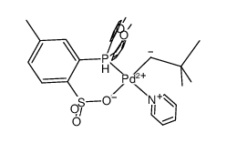 [(2-((2-OMe-Ph)2P)-4-Me-benzenesulfonate)Pd(pyridine)(CH2-t-Bu)] Structure