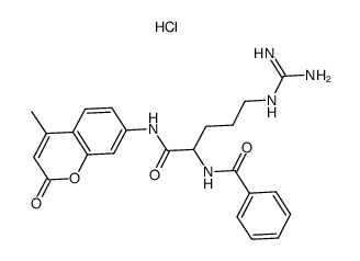 N-[5-(diaminomethylideneamino)-1-[(4-methyl-2-oxochromen-7-yl)amino]-1-oxopentan-2-yl]benzamide,hydrochloride Structure