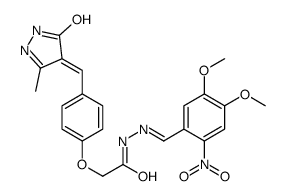 N-[(4,5-dimethoxy-2-nitrophenyl)methylideneamino]-2-[4-[(3-methyl-5-oxo-1H-pyrazol-4-ylidene)methyl]phenoxy]acetamide Structure